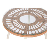 Table Set with 2 Armchairs Home ESPRIT White Beige Grey Metal Crystal synthetic rattan 55 x 55 x 47 cm-7