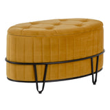 Pouffe 80 x 80 x 46 cm Synthetic Fabric Metal Ocre