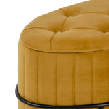 Pouffe 80 x 80 x 46 cm Synthetic Fabric Metal Ocre