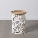 Side table 42 x 42 x 56 cm Natural Wood White