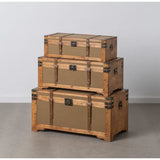 Set of Chests 90 x 47 x 45 cm Synthetic Fabric Wood (3 Pieces)