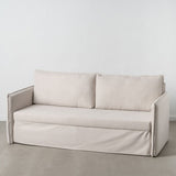 Sofa Beige Polyester Linen 210 x 93 x 95 cm-8