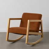 Rocking Chair Brown Beige Rubber wood Fabric 60 x 83 x 72 cm-8