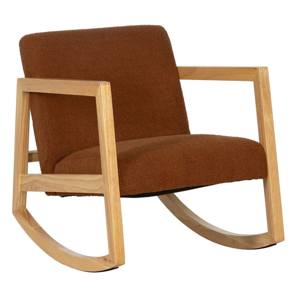 Rocking Chair Brown Beige Rubber wood Fabric 60 x 83 x 72 cm-0