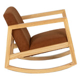 Rocking Chair Brown Beige Rubber wood Fabric 60 x 83 x 72 cm-7