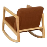 Rocking Chair Brown Beige Rubber wood Fabric 60 x 83 x 72 cm-6