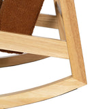 Rocking Chair Brown Beige Rubber wood Fabric 60 x 83 x 72 cm-1