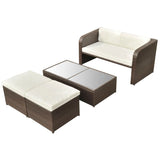vidaXL Садовий набір для відпочинку з подушками, 4 предмети з поліротангу, відкритий, коричневий/чорний