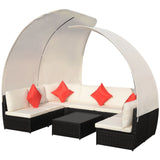 vidaXL Outdoor-Lounge-Set Baldachin 9-tlg. Poly Rattan Gartensofa Mehrfarbig