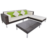vidaXL Садовий диванний набір із 17 предметів із поліротангу для вуличного сидіння, чорний/коричневий
