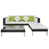 vidaXL Садовий диванний набір із 17 предметів із поліротангу для вуличного сидіння, чорний/коричневий
