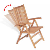 vidaXL 1/2x садове крісло з лежачим деревом із твердого тикового дерева, сидіння для обіднього стільця на відкритому повітрі