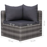 vidaXL 2/3/4x Garden Corner Sofas Gray Poly Rattan Outdoor Sofa Lounge Seat