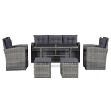 vidaXL Outdoor Dining Set with Cushions 6 Piece Poly Rattan Black/Brown/Gray