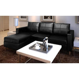 vidaXL Sectional Sofa 3-Seater Artificial Leather Couch Seating Black/White