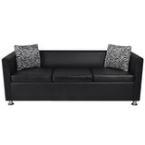 vidaXL Чорний 3-місний диван зі штучної шкіри