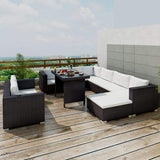 vidaXL Outdoor-Sofa-Set 28-tlg. Poly Rattan Garten-Lounge-Sitz, Mehrfarbig