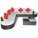 vidaXL 8-teiliges Terrassen-Lounge-Set mit Kissen Poly Rattan Braun