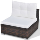 vidaXL Набір для відпочинку у патіо з 10 предметів із подушками з поліротангу коричневого кольору