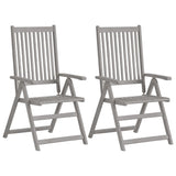 vidaXL 2/3/6x Solid Acacia Wood Garden Reclining Chairs Gray Lounge Seating