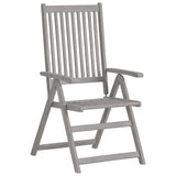 vidaXL 2/3/6x Садові розкладні крісла з масиву акації, сірі крісла для відпочинку