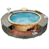 vidaXL Spa Surround Poly Rattan Hot Tub Surround Relax Furniture Gray/Black