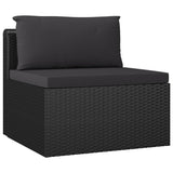 vidaXL Набір для відпочинку у патіо з 9 предметів із подушками з поліротангу, чорний