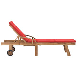 vidaXL 1/2x Solid Teak Wood Sun Lounger with Cushion Garden Seat Multi Colors