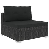 vidaXL Набір для відпочинку у патіо з 10 предметів із подушками з поліротангу, чорний