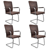 vidaXL 2/4/6 x Dining Chairs Faux Suede Leather Kitchen Dinner Seat Brown/Gray