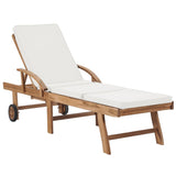 vidaXL 1/2x Solid Teak Wood Sun Lounger with Cushion Garden Seat Multi Colors
