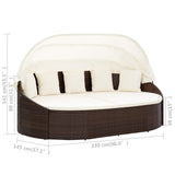 vidaXL Ліжко для відпочинку у патіо з балдахіном із поліротангу коричневого кольору