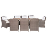 vidaXL Outdoor Dining Set with Cushions 9 Pieces Poly Rattan Multi Colors