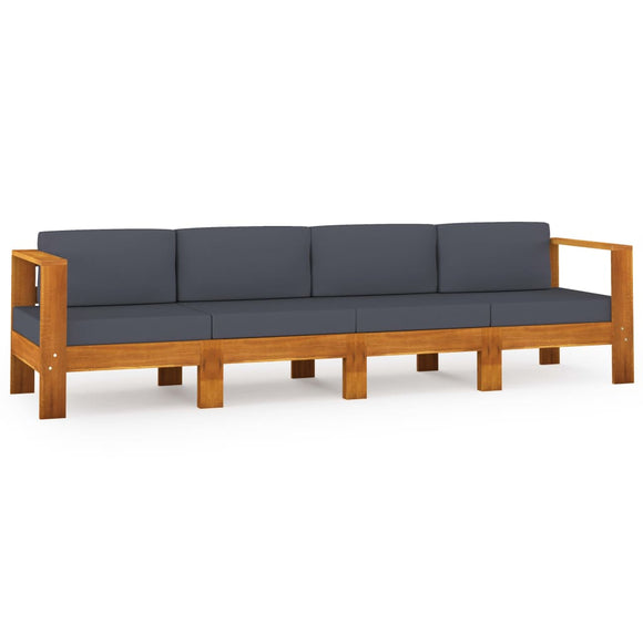 vidaXL 4-Sitzer-Terrassensofa mit dunkelgrauen Kissen Akazienholz