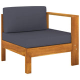 vidaXL 4-місний диван-патіо з темно-сірими подушками з дерева акації