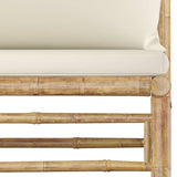 vidaXL 6-teiliges Terrassen-Lounge-Set mit cremeweißen Kissen aus Bambus