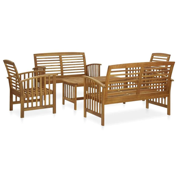 vidaXL Acacia Wood Garden Lounge Set 5 Piece White/Gray with/without Cushions