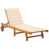 vidaXL Acacia Wood Patio Sun Lounger with Cushion 48.4"/4.8" Multi Colors