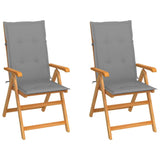 vidaxL 1/2/4/8x розкладні крісла з масиву тикового дерева з подушками різного кольору