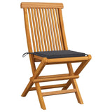 vidaXL 4x Solid Teak Wood Garden Chair with Multi Color Cushions Lounge Seat