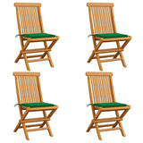 vidaXL 4x Solid Teak Wood Garden Chair with Multi Color Cushions Lounge Seat