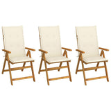 vidaXL 3/6x Klappbare Gartenstühle aus Akazienholz mit Kissen, Terrasse, Mehrfarbig