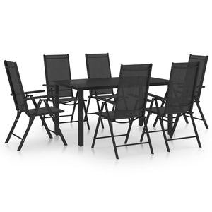 vidaXL Обідній набір для патіо, алюмінієве чорне сидіння, 7/9 предметів, довжина столу 59,1 дюйма/74,8 дюйма