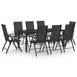 vidaXL Обідній набір для патіо, алюмінієве чорне сидіння, 7/9 предметів, довжина столу 59,1 дюйма/74,8 дюйма