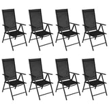 vidaXL Patio Dining Set Aluminum Black Seat 7/9 Piece 59.1"/74.8" Table Length