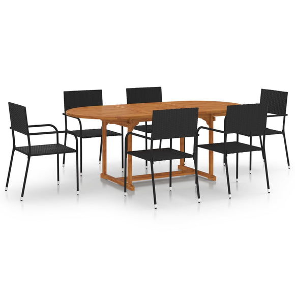 vidaXL Обідній набір для патіо, 7 предметів, меблі для сидіння з поліротангу, антрацит/чорний