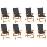 vidaxL 1/2/4/8x Solid Teak Wood Reclining Chairs with Cushions Multi Colors