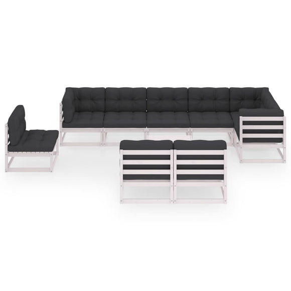 vidaXL 10-teiliges Terrassen-Lounge-Set mit Kissen Massives Kiefernholz