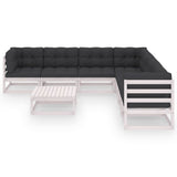 vidaXL 8-teiliges Terrassen-Lounge-Set mit Kissen Weißes massives Kiefernholz