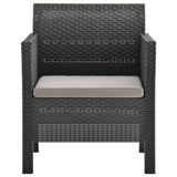 vidaXL 3 Piece Patio Lounge Set with Cushions PP Rattan Anthracite